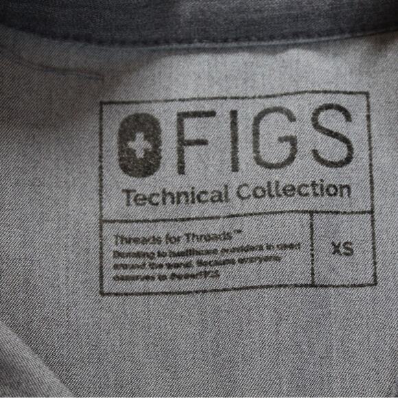 FIGS Technical Collection Scrub Top Gray Mandarin Collar Healthcare Unisex XS - Picture 5 of 8